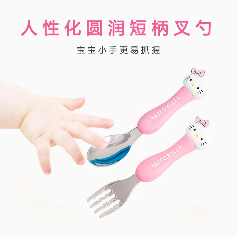 Рисунок Hello Kitty Нержавеющая сталь вилка ложка для грудничков с научиться есть