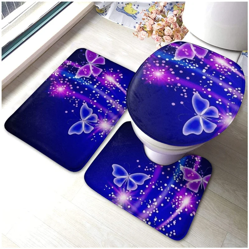 

Carpet mat 3 pieces non-slip bathroom rug coarse pile shower mat washing machine can be washed for living room office home