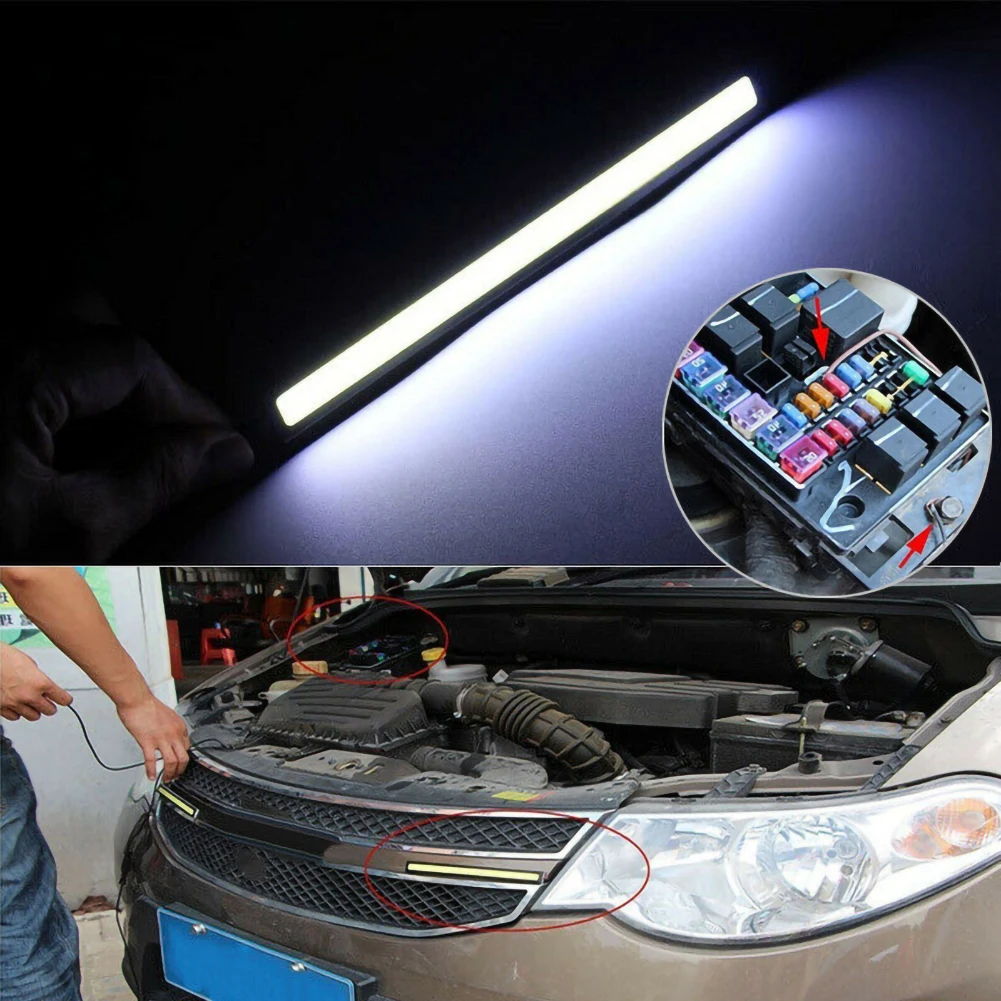 

Waterproof LED COB Car Auto Driving Daytime Running Lamp Fog Light White 12V Led Strip Day Lights Styling Accessories