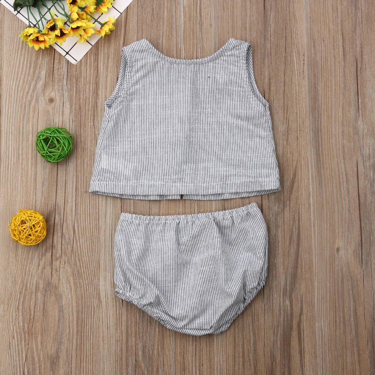 

Newborn Baby Girls Striped Clothes Sets Casual Summer Sleeveless Tank Tops Vest Elastic Waist Shorts Girl Outfits 0-18M