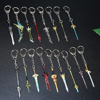 anime game genshin impact key chain weapon keyrings blade sword key holder pendant metal keychains charm men jewelry