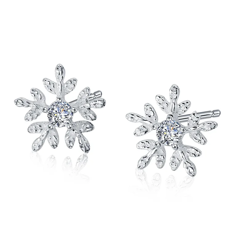 

S925 Sterling Silver Earnail Female Korean Temperament Contracted Individual Character Autumn Winter Money Snowflake Earrings