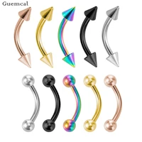 guemcal 5pcs stainless steel package eyebrow piercing banana ring labret lip tongue piercing jewelry 16g