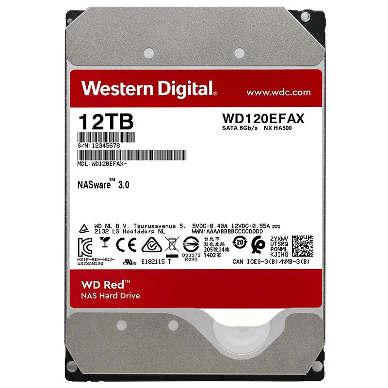 Bestellen WD Rot 12TB NAS Interne Festplatte-5400 RPM Klasse, SATA 6 GB/S, 256 MB Cache, 3.5