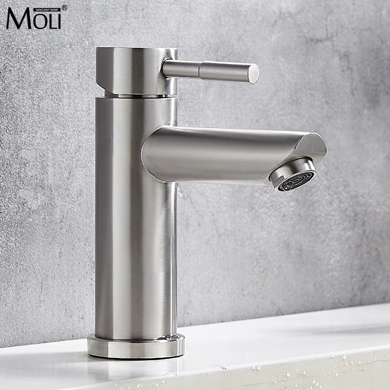 Смеситель для раковины MOLI из нержавеющей стали 304 Черный кран матового никеля с