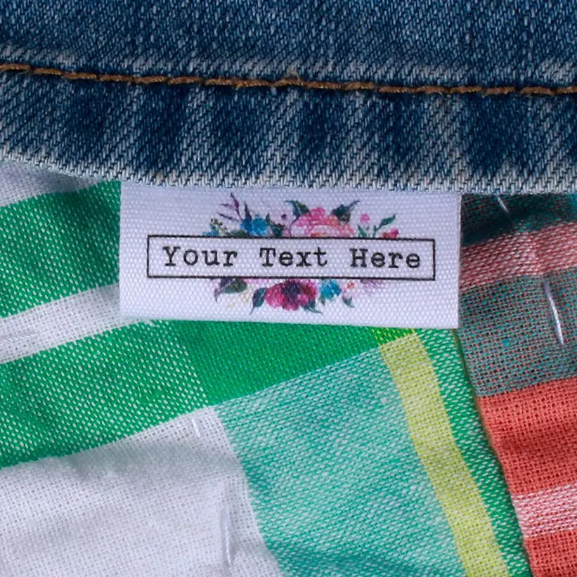 

Custom Sewing label, Logo or Text - fold Tags, Personalized Brand , Printing Labels, Custom Design (MD1068)