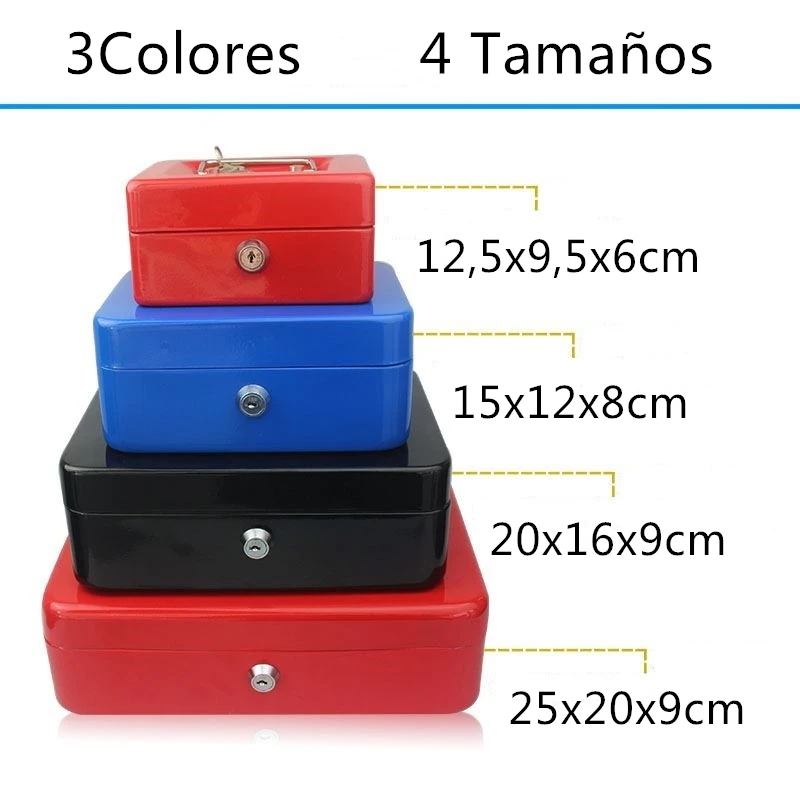 

Metal safe box with key flow box Metal Mini safe for money banknotes jewelry Protection 3 colors 4 measure