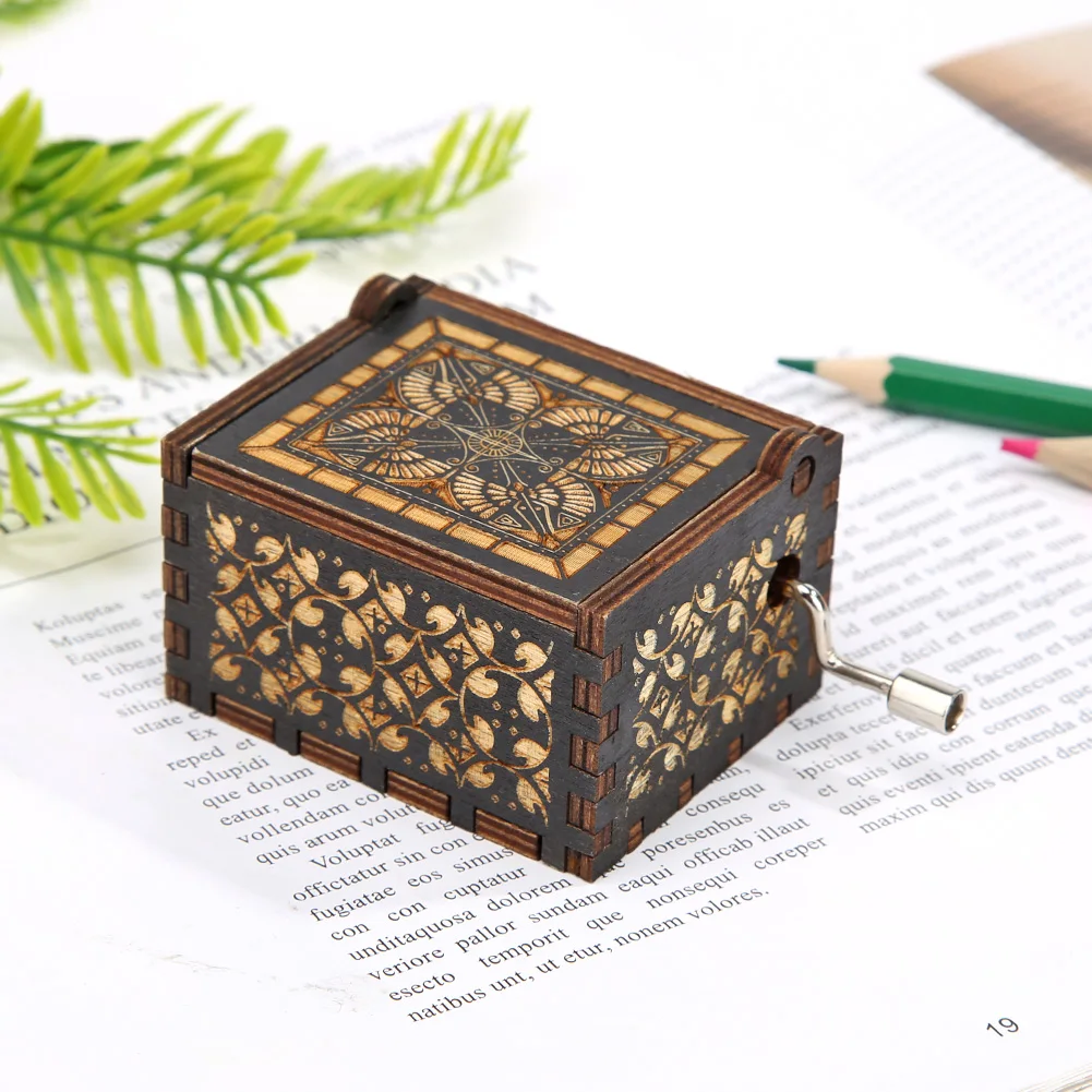 Черная деревянная винтажная Музыкальная шкатулка с рукояткой крестного отца