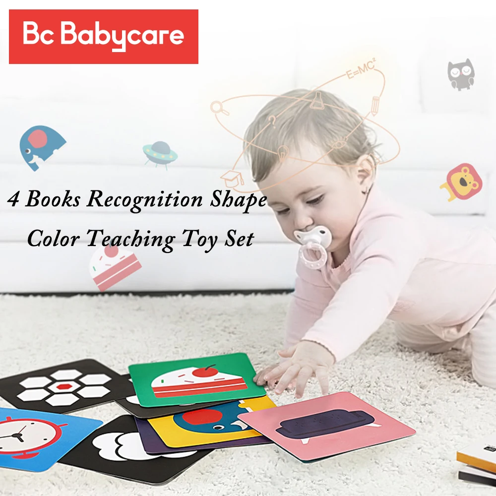 BC Babycare 4 книги в форме распознавания, Набор цветных обучающих игрушек, 80 листов, раннее образование, визуальные развивающие бумажные карты, и... от AliExpress RU&CIS NEW