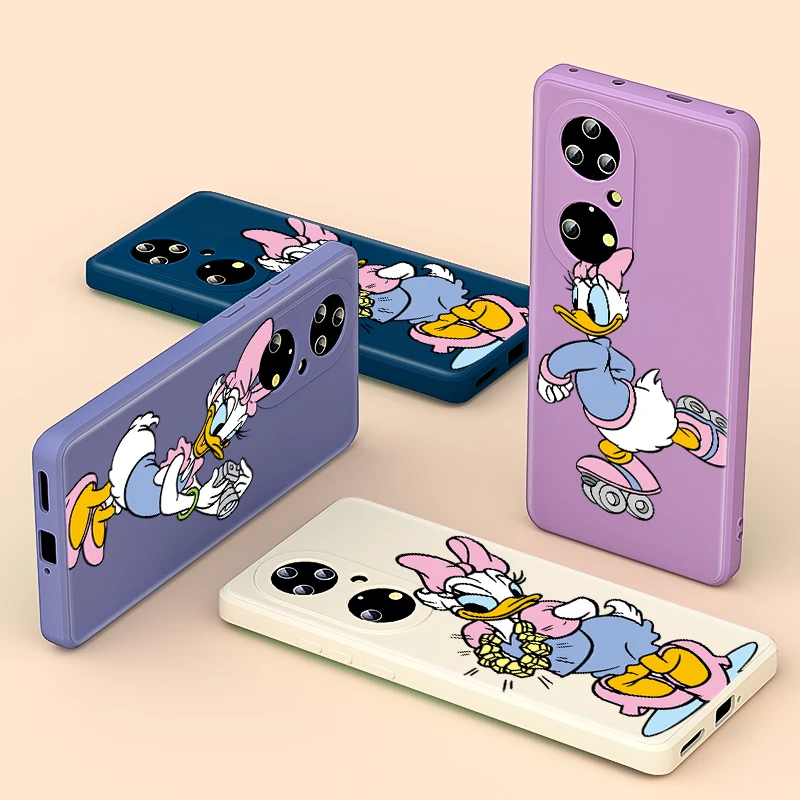

Liquid Silicone Soft Cover Cute Disney Daisy Duck For Huawei P Smart Z 2021 P50 P30 P20 Pro Plus P40 Lite E 2019 Phone Case