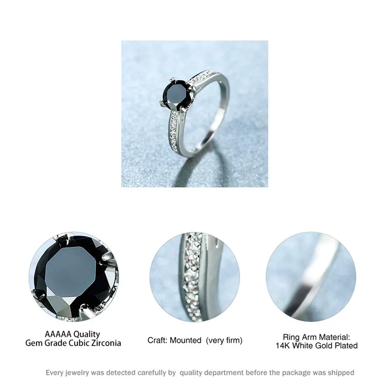 

Cool Female Black Zircon Stone Ring Classic Silver Color Thin Engagement Rings For Women Trendy Crystal Round Wedding Ring