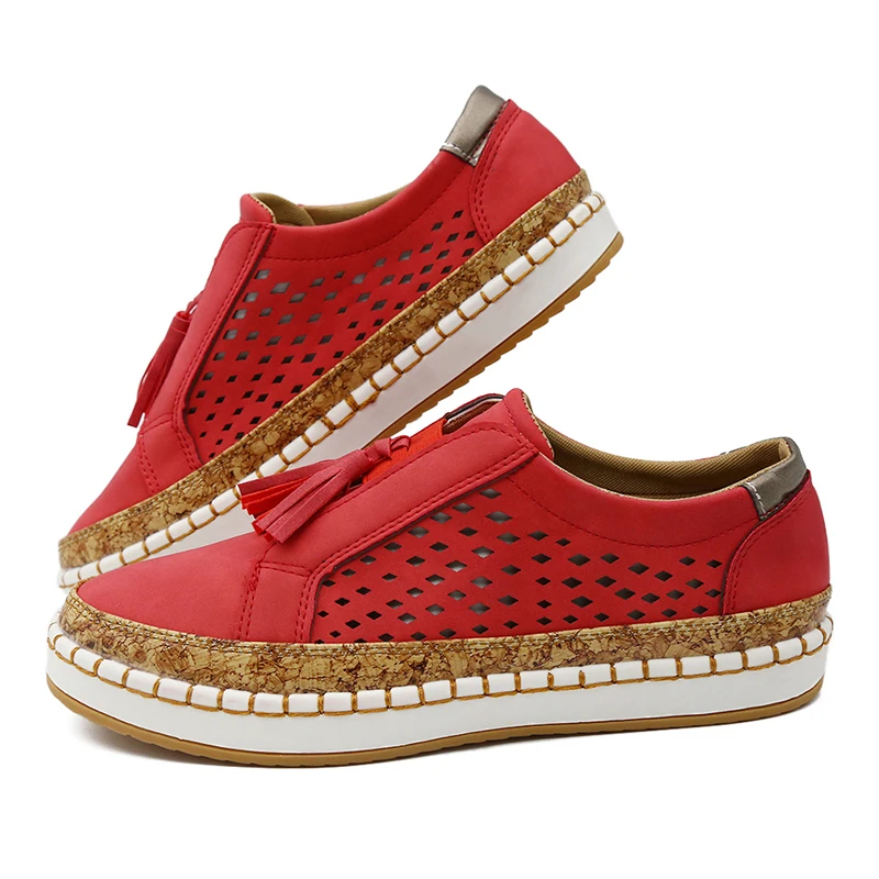 

2021 Slip On Women Sneakers Shallow Loafers Vulcanized Shoes Breathable Hollow Out Female Casual Flats Ladies Comfortable