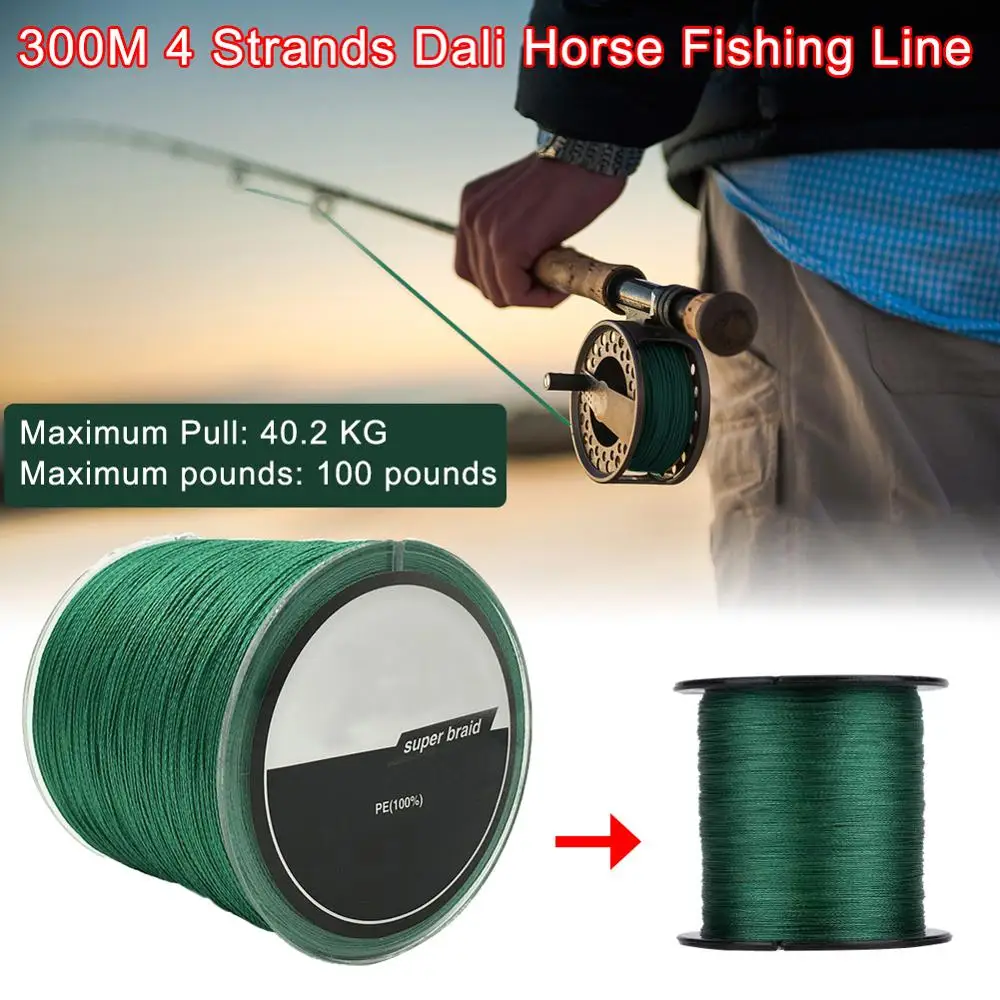 

300 Meters Fishing Line PE Braided Wire 4 Strands Multifilament Fishing Line Multi-Filament Fish Rope Cord Green