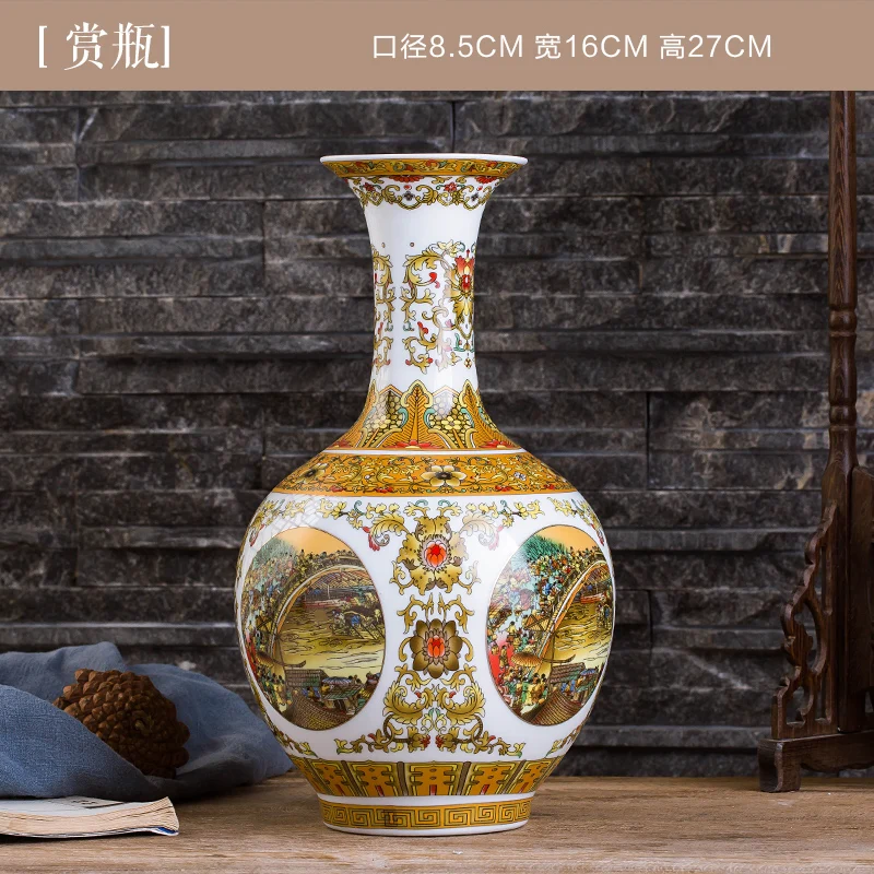 

Керамика Цзиндэчжэнь, современная мода, фигурка Qingming Shanghe, цветная ваза из эмали, предметы интерьера, декоративное искусство и ремесла