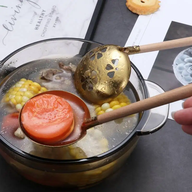 304 Нержавеющая сталь супная ложка с деревянной ручкой Кухня посуда горячий