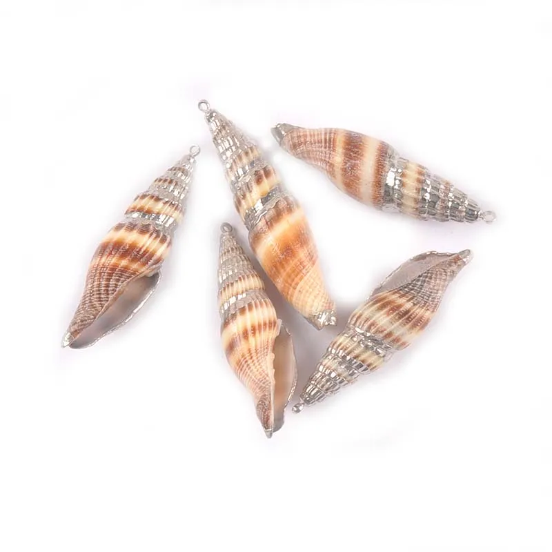 Смешанные натуральные раковины покрытые серебром для пляжного декора DIY кулон