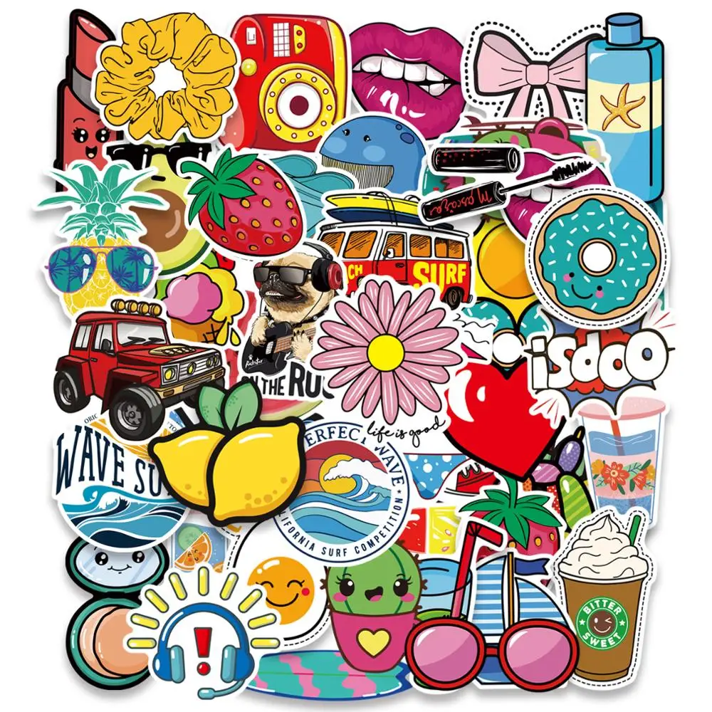 50 шт. Мультяшные наклейки VSCO для девочек милые аниме ноутбука чемодана