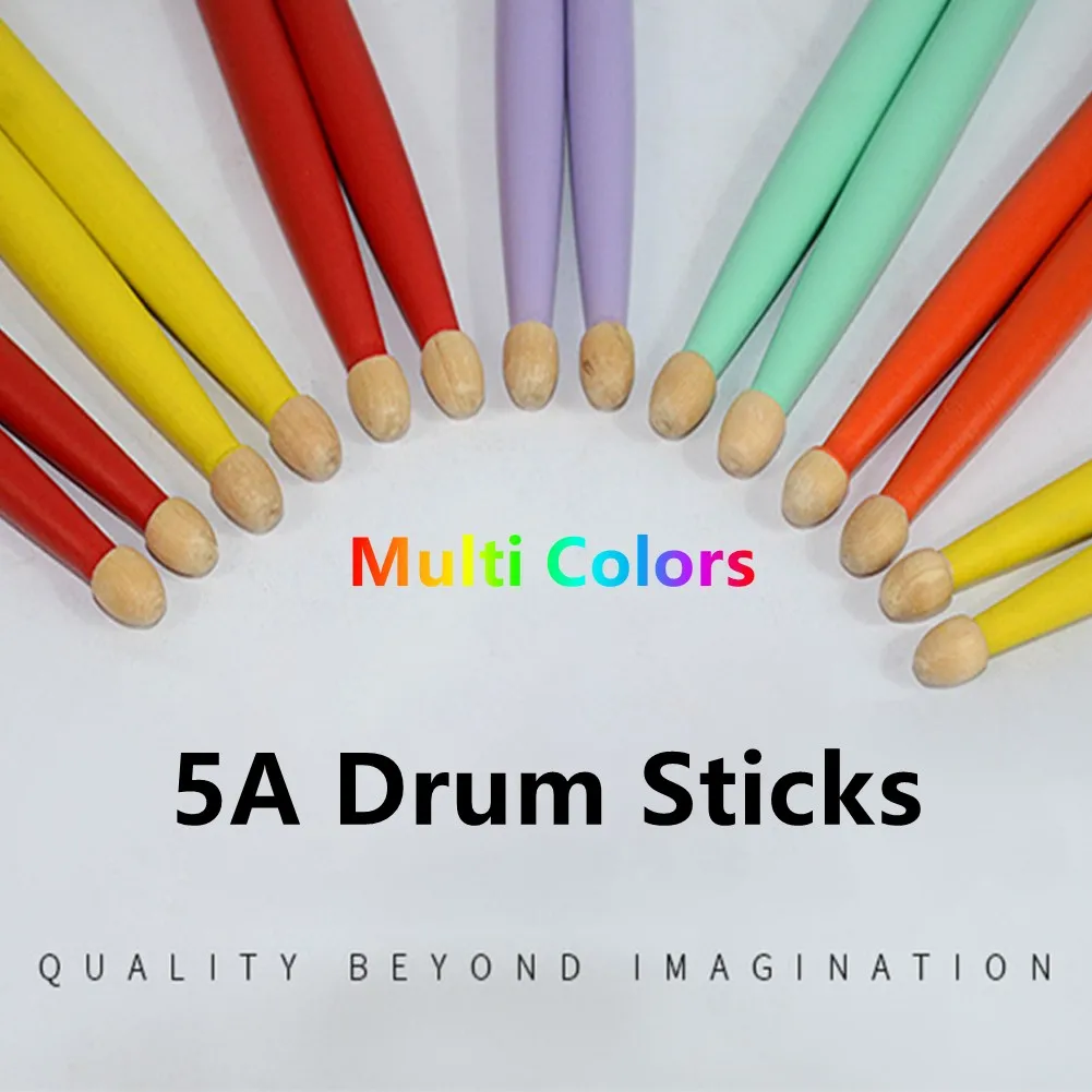 

1 Pair 5A Drum Sticks Multi Colors Maple Wood Drumsticks Percussion Accessories Multi Colors For Beginners 406mm Lightweight