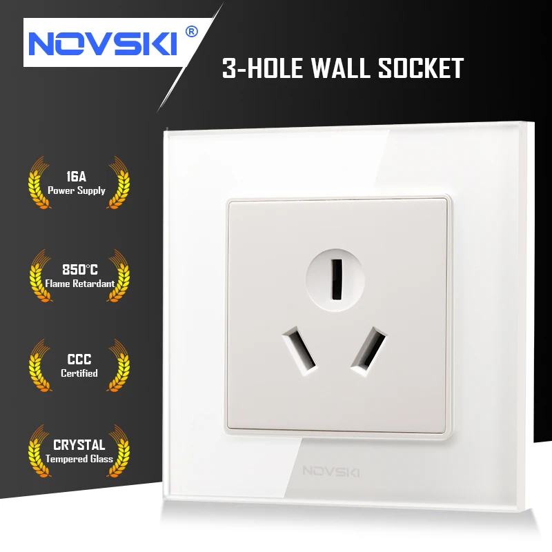 Настенная розетка NOVSKI GB 16A с 3 отверстиями 1-клавишный переключатель вкл/выкл