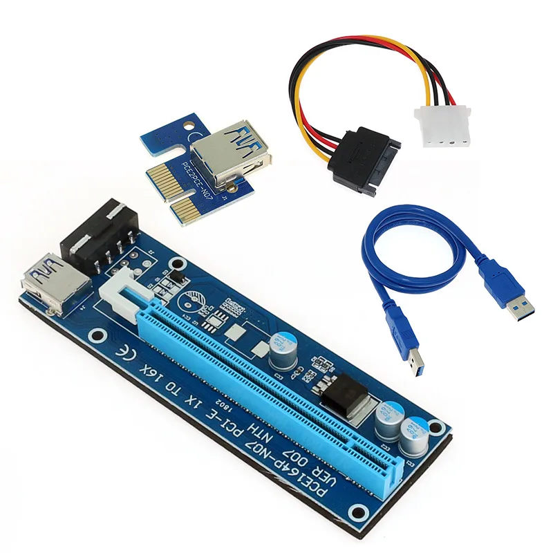 

50 шт., Райзер-карта VER006S PCI-E 1X до 16X, Райзер-карта PCIe, удлинитель SATA на 4-контактный кабель питания USB 3,0 для видеокарты