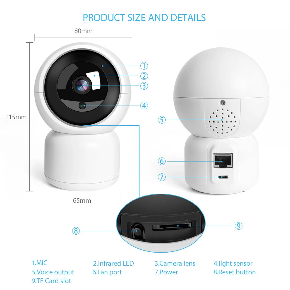 

Pripaso Wifi Smart IP Camera HD 720P 1080P Auto Tracking Camera Home Security Surveillance IR Night Vision Baby Monitor Camera