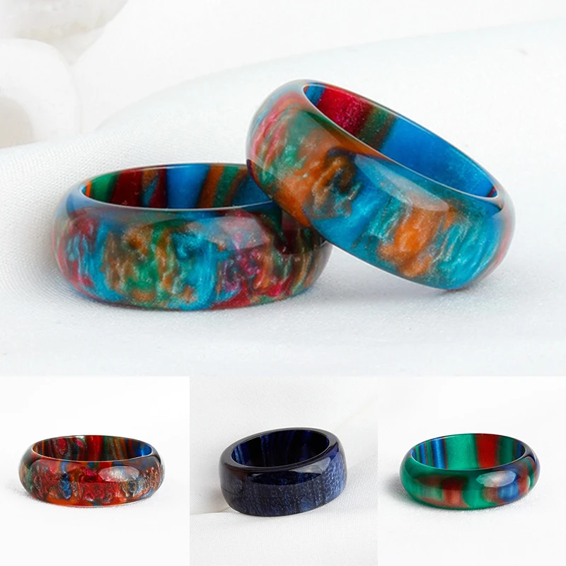 

6 Colors Rainbow Gradient Ring for Women Art Abstract Mixed Colors Acrylic Rings Vintage Ring Jewelry Anniversary Couple Gift