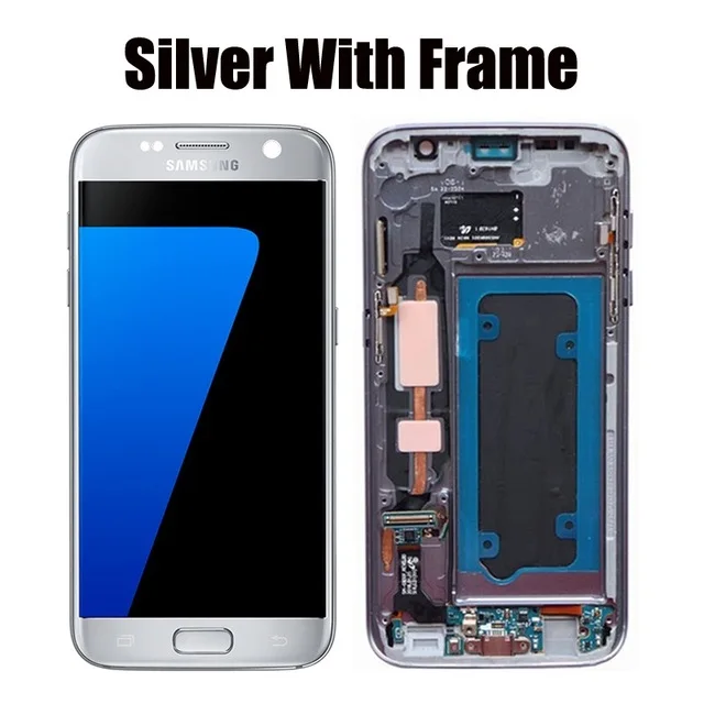 Silver With Frame 5,1 дюймов ЖК-дисплей с рамкой для SAMSUNG Galaxy S7 G930 G930F сенсорный экран дигитайзер Замена с сервисным пакетом - Цвет: Silver With Frame