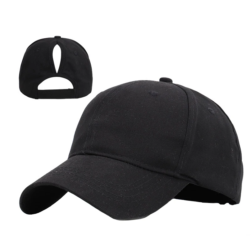 

Women Cotton Solid Color Ponytail Baseball Cap Female Casual Outdoor Sun Hat Girl Sport Gorras Adjust with Trucker Caps