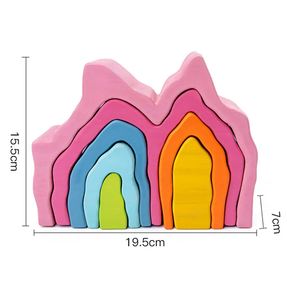 

Baby Toys Wooden Blocks Rainbow Stacker Toys For Kids Creative Rainbow Building Blocks Educational Toys For Children Gifts