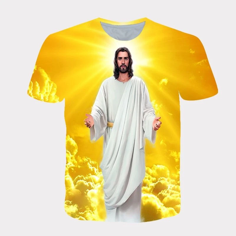 

Summer T-shirt Men's Women's God Print Short Sleeve Casual T-shirt Harajuku Urban Clothing 2022 New