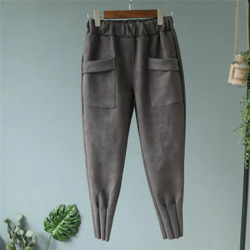 Теплые штаны-шаровары женские новые осенние зимние шерстяные брюки длиной до