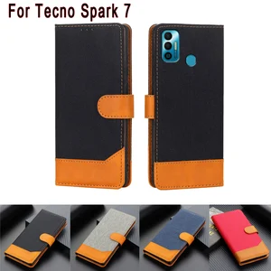stand case for tecno spark 7 cover magnetic card flip wallet leather phone protective shell etui book for tecno spark7 case capa free global shipping