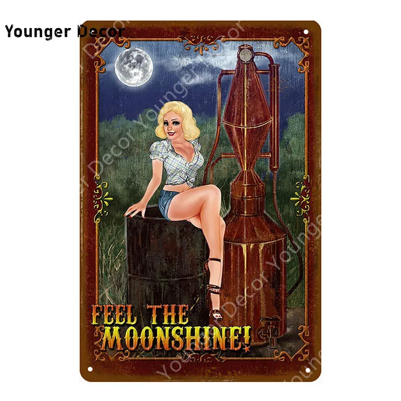 Булавка девушка металлические знаки самогон постер сексуальная леди