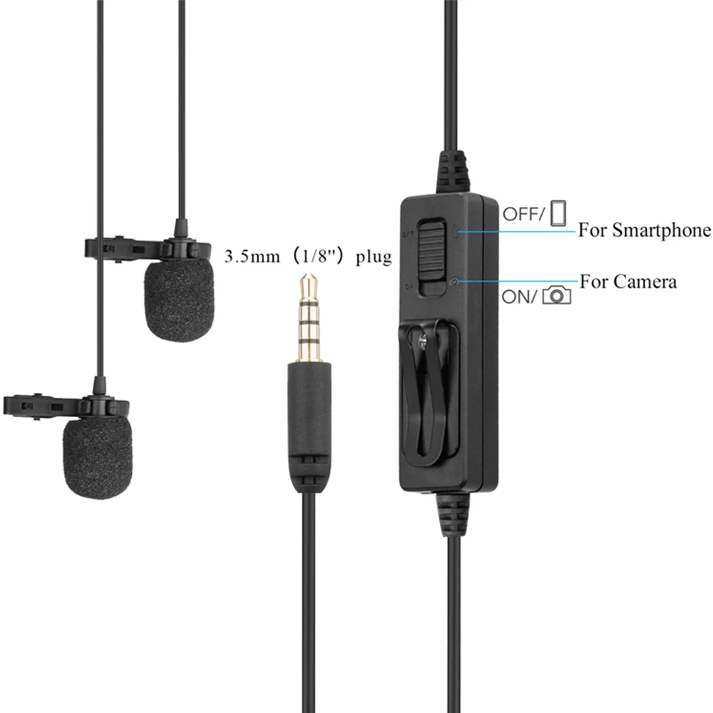 Компактный петличный всенаправленный микрофон Saramonic LavMicro 2 м с двумя головками