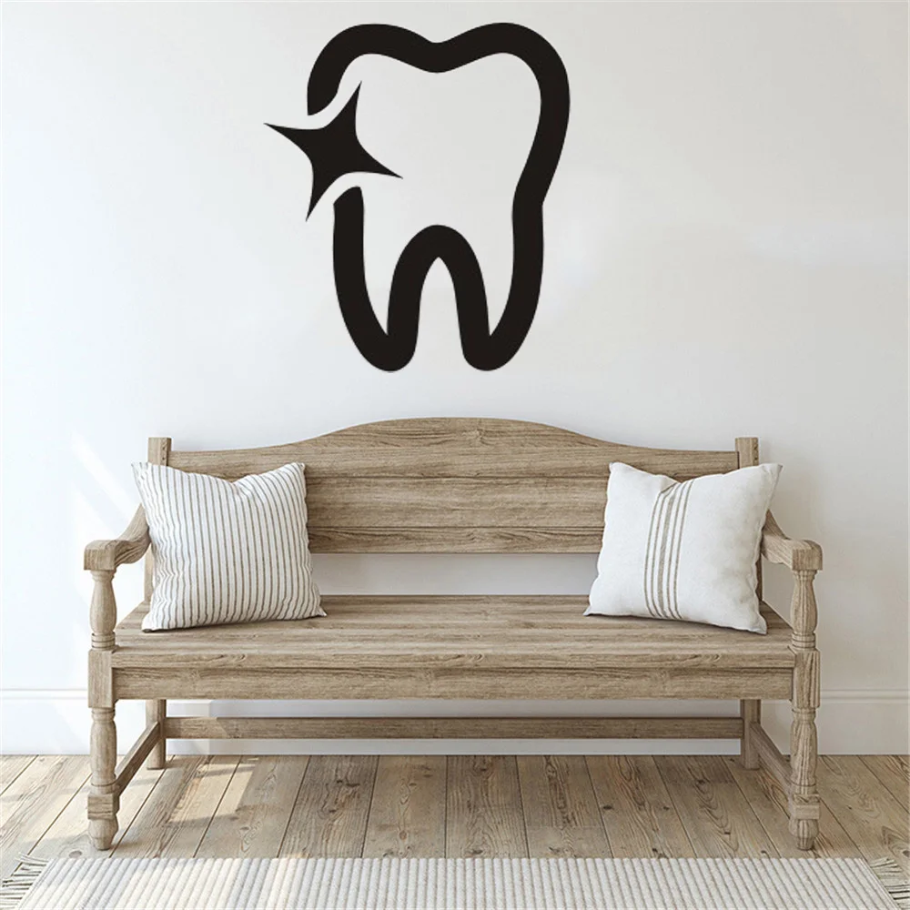Brushing Shiny Teeth Dental Sticker Clinic Bathroom Wall Decal Poster Vinyl Decorative Mural Decor