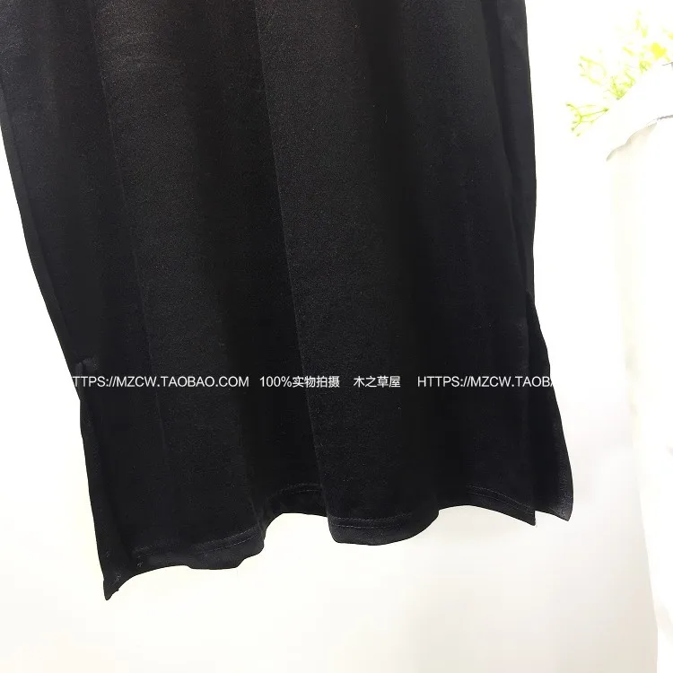 Женское Хлопковое платье с коротким рукавом QING MO повседневное тонкое черное