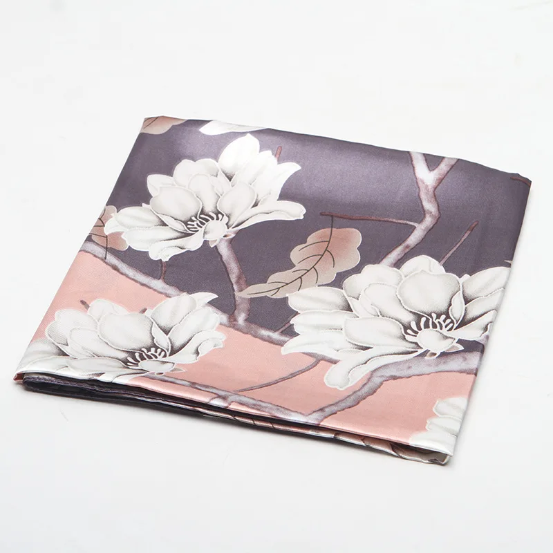 Шелковые шарфы женский платок с принтом атласный квадратный головной хиджаб для