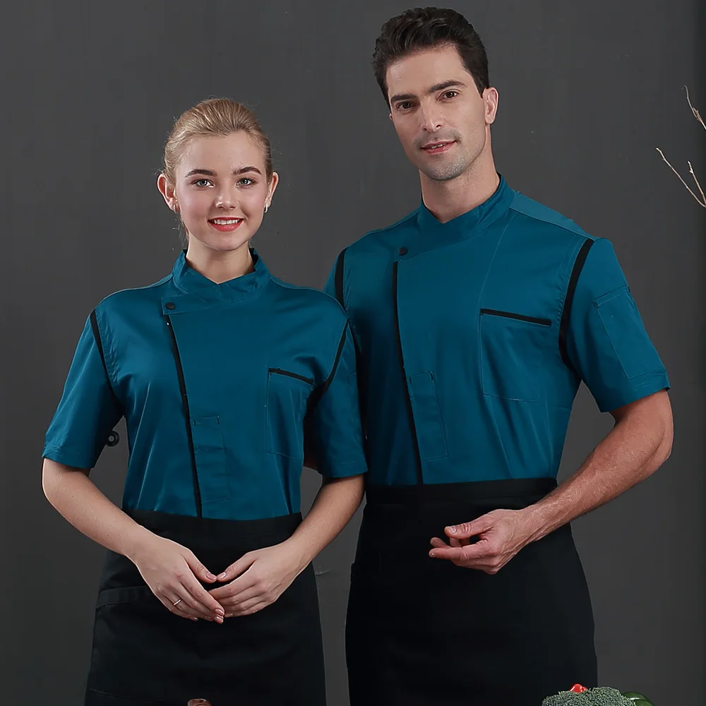 Новая Униформа шеф повара куртка с коротким рукавом для приготовления пищи