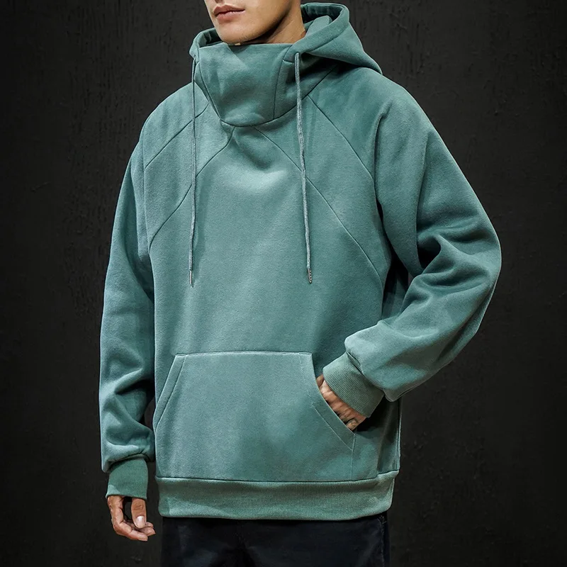 

Men's Autumn Turtleneck Sweatshirt Hooded Korean Style M-5XL Plus Size Loose Casual Cotton Coats Youth Male Fashion Hoodie Tops