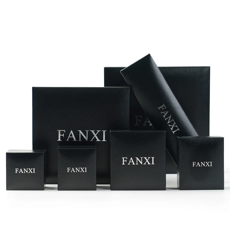 

FANXI Right Angle Black High quality Leatherette Paper Gift Packing Jewelry Organizer Ring Necklace Bracelet Pendant Storage