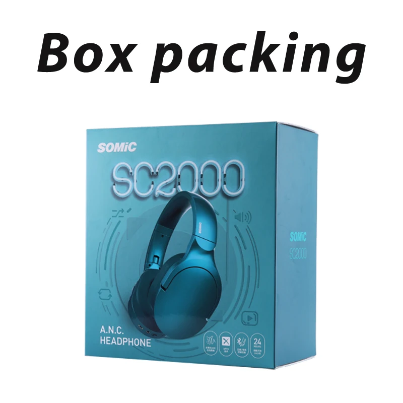 green with box Somic SC2000 беспроводные наушники Bluetooth гарнитура наушники регулируемые наушники с микрофоном для ПК мобильного телефона Mp3 ноутбука - Цвет: green with box