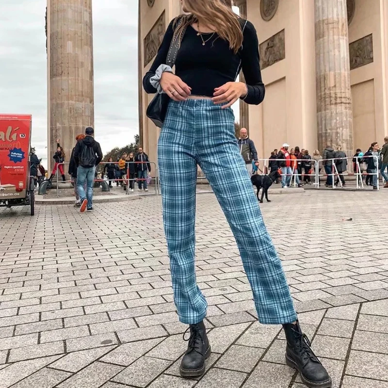 

Повседневные женские шаровары в клетку, винтажные женские брюки с высокой талией на весну и осень, шикарные женские свободные брюки