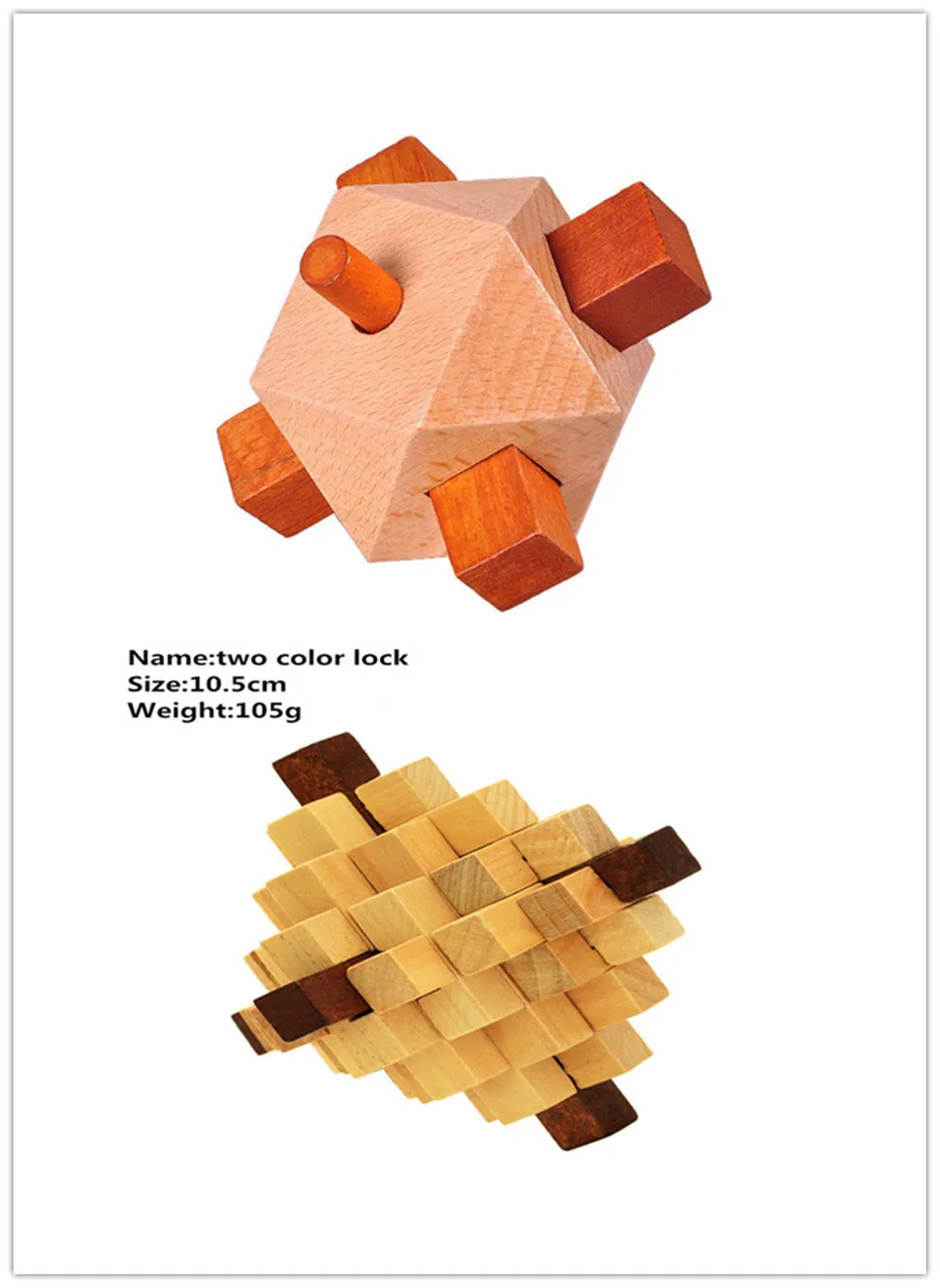 

3D Wooden Puzzles Classical Intellectual Woodens Cube Educational Toy Set Kong Ming Lock IQ Game For Adult Children