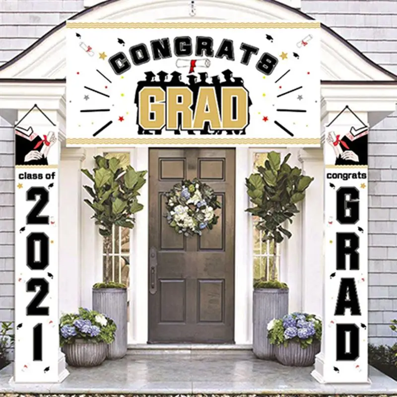 

1 Set Graduation Party Hanging Door Couplets Banner 2021 Graduation Decoration