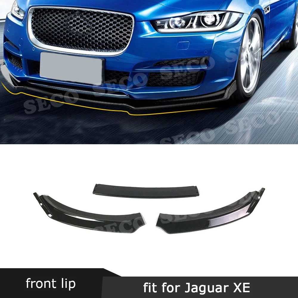 Передний передний спойлер для губ ford, Jaguar XE- ABS глянцевый черный 3 шт./компл. головка бампера подбородок Лопата защита автомобиля Стайлинг