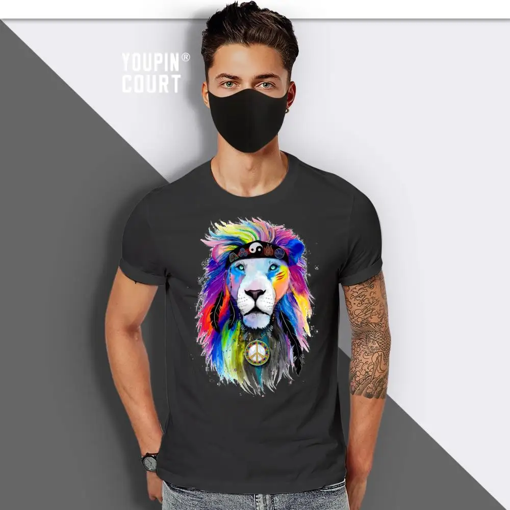 Футболки с изображением Льва и головного убора винтажные мягкие футболки