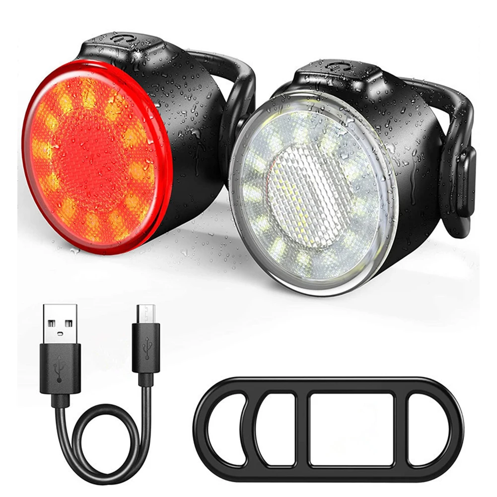 

Hot Sale USB Rechargeable XPE Bike Front Rear Lights LED Bicycle Riding Lamp Waterproof Headlight and taillight Fast delivery