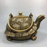 

Chinese Old Copper Collection Pure Copper tortoise Wine jug