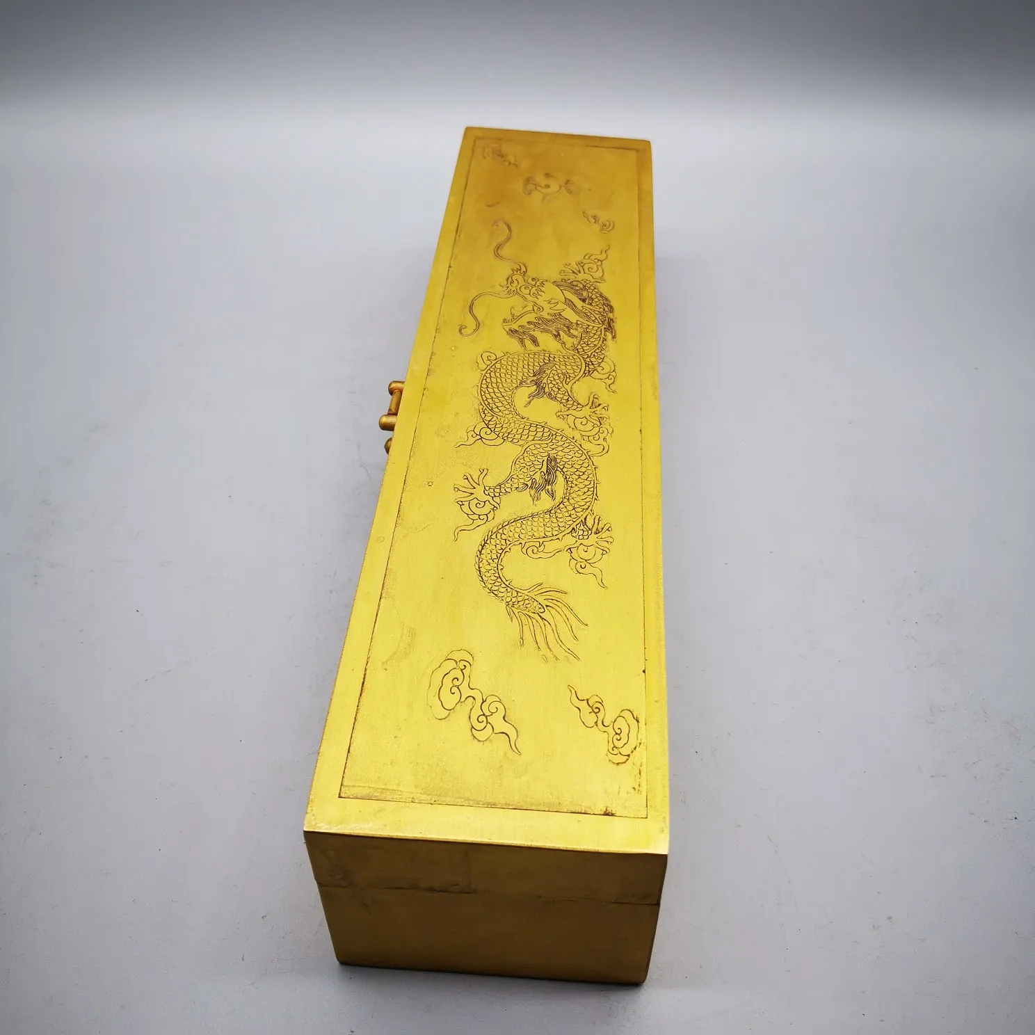 

China Brass Statue Luck Wealth “Dragon” Copper Box Metal Crafts Home Decoration