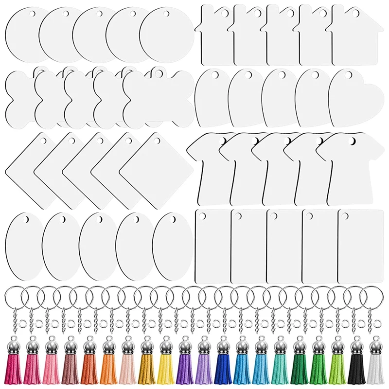 

Sublimation Keychain Blanket, 8 Shapes with Keychain Tassels, Keychain Rings, Jump Rings DIY Craft Decoration